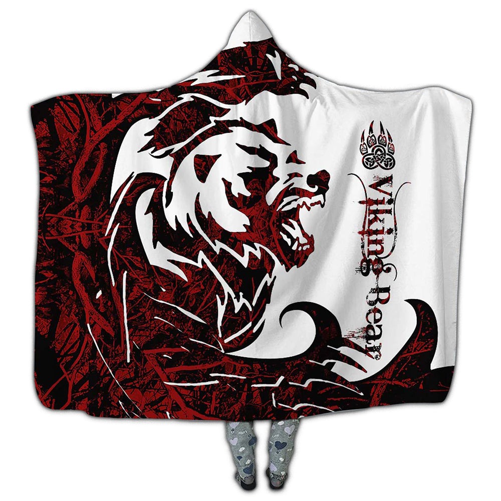 Viking Bear Legend Red And White Cool Style - Hoodie Blanket - Owl Ohh - Owl Ohh