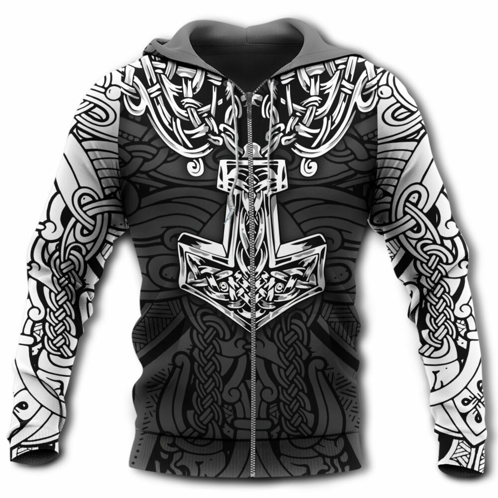 Viking Blood Black And White Style - Hoodie - Owl Ohh - Owl Ohh