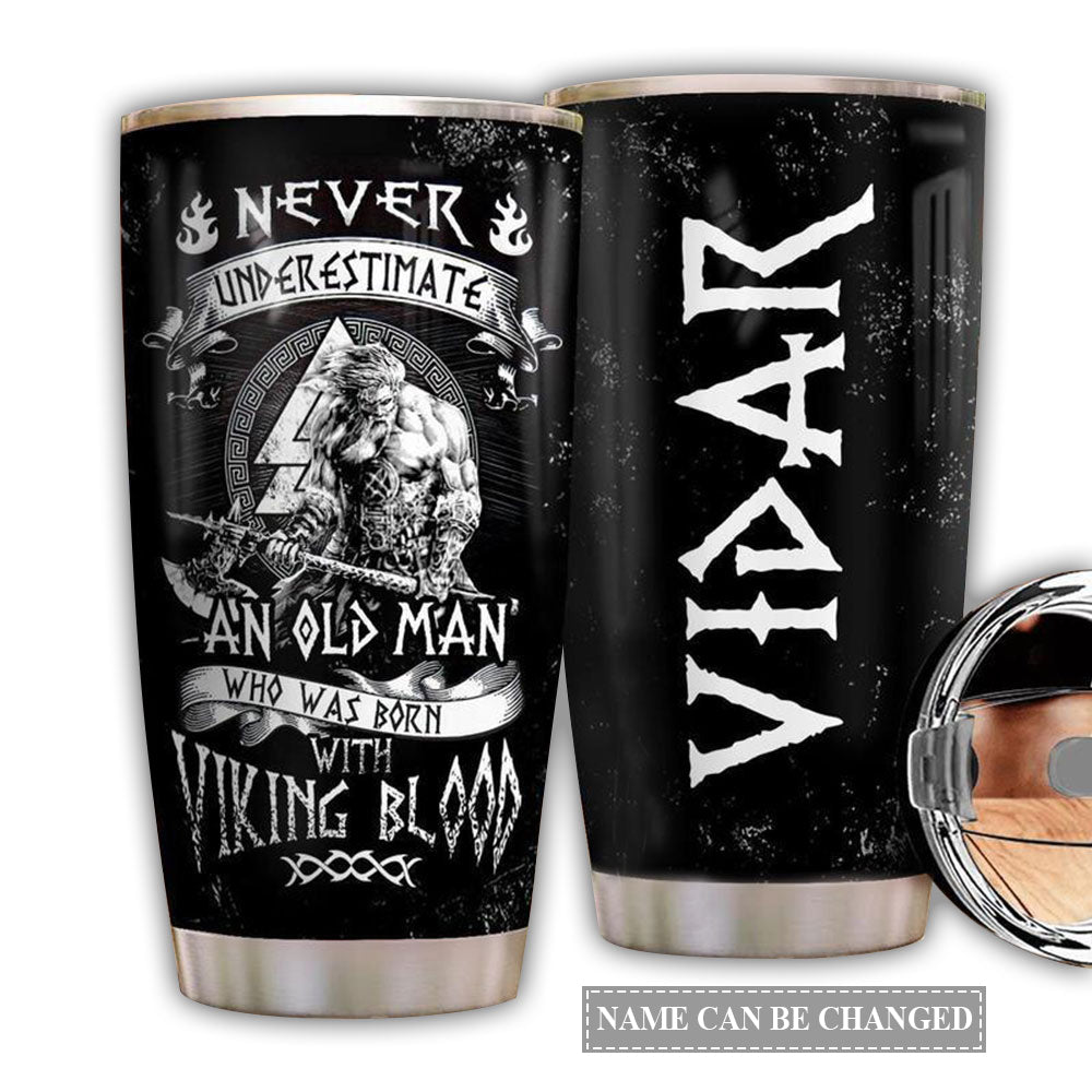 Viking Blood Old Man With Black Personalized – Tumbler - Owl Ohh - Owl Ohh