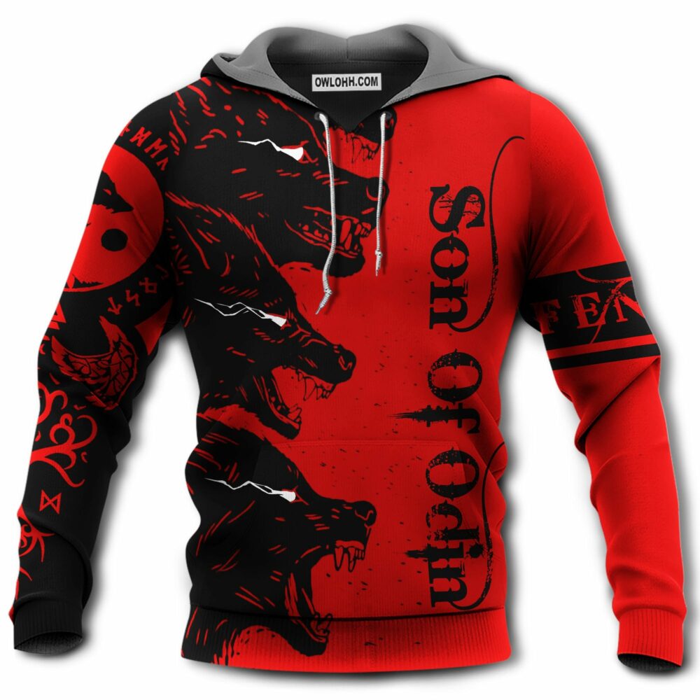 Viking Blood Style Red Sons Of Odin - Hoodie - Owl Ohh - Owl Ohh