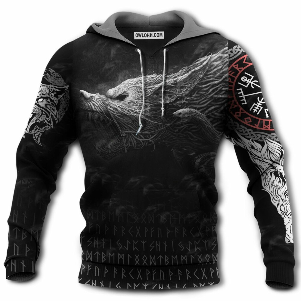 Viking Blood Wolf In Grey and Black - Hoodie - Owl Ohh - Owl Ohh