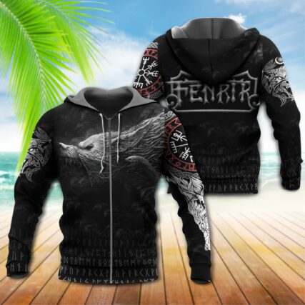 Viking Blood Wolf In Grey and Black - Hoodie - Owl Ohh - Owl Ohh