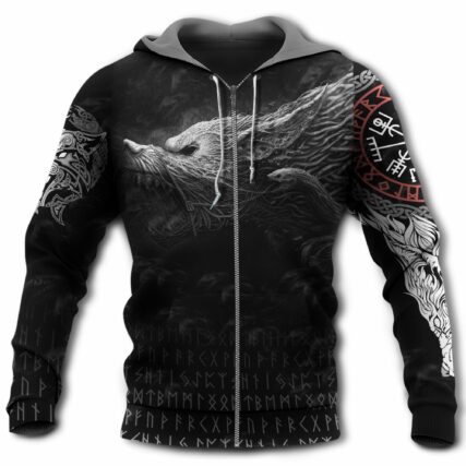Viking Blood Wolf In Grey and Black - Hoodie - Owl Ohh - Owl Ohh