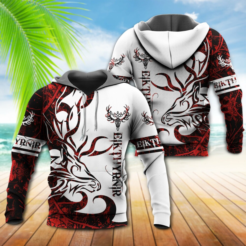 Viking Eikthrnir Legend Red And White - Hoodie - Owl Ohh - Owl Ohh
