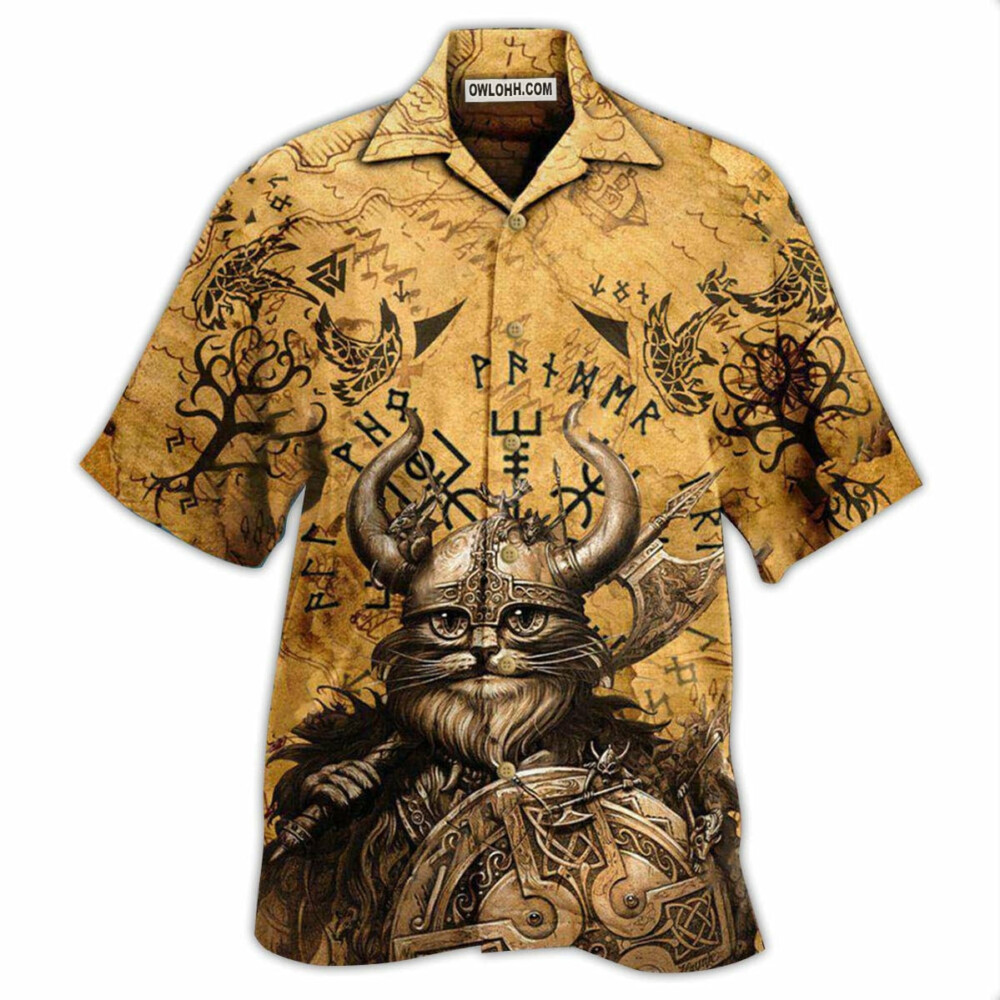 Viking Good Meows Go To Heaven Bad Meows Go To Valhalla - Hawaiian Shirt - Owl Ohh - Owl Ohh