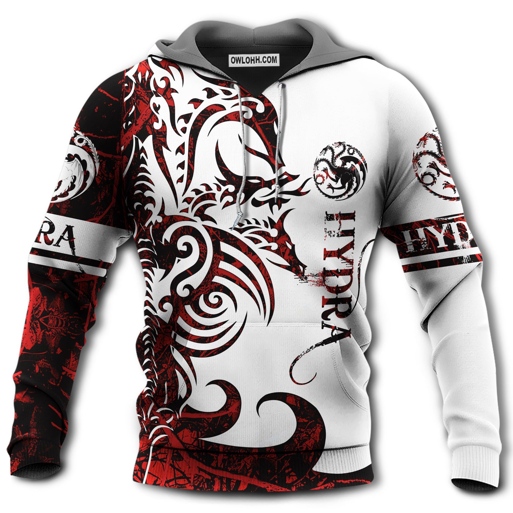 Viking Hydra Legend Red And White - Hoodie - Owl Ohh - Owl Ohh