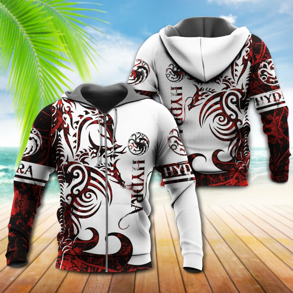 Viking Hydra Legend Red And White - Hoodie - Owl Ohh - Owl Ohh