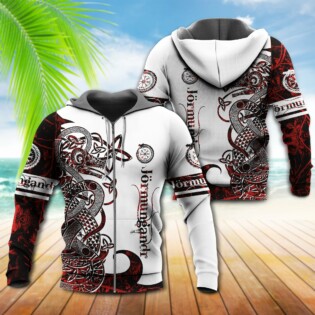 Viking Jormungandr Legend Red And White Style - Hoodie - Owl Ohh - Owl Ohh