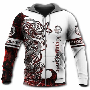 Viking Jormungandr Legend Red And White Style - Hoodie - Owl Ohh - Owl Ohh