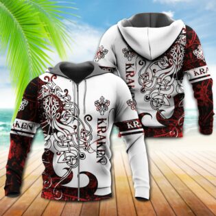Viking Kraken Legend Red And White - Hoodie - Owl Ohh - Owl Ohh