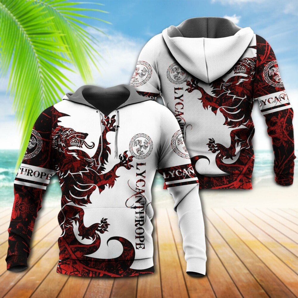 Viking Lycanthrope Legend Red And White - Hoodie - Owl Ohh - Owl Ohh