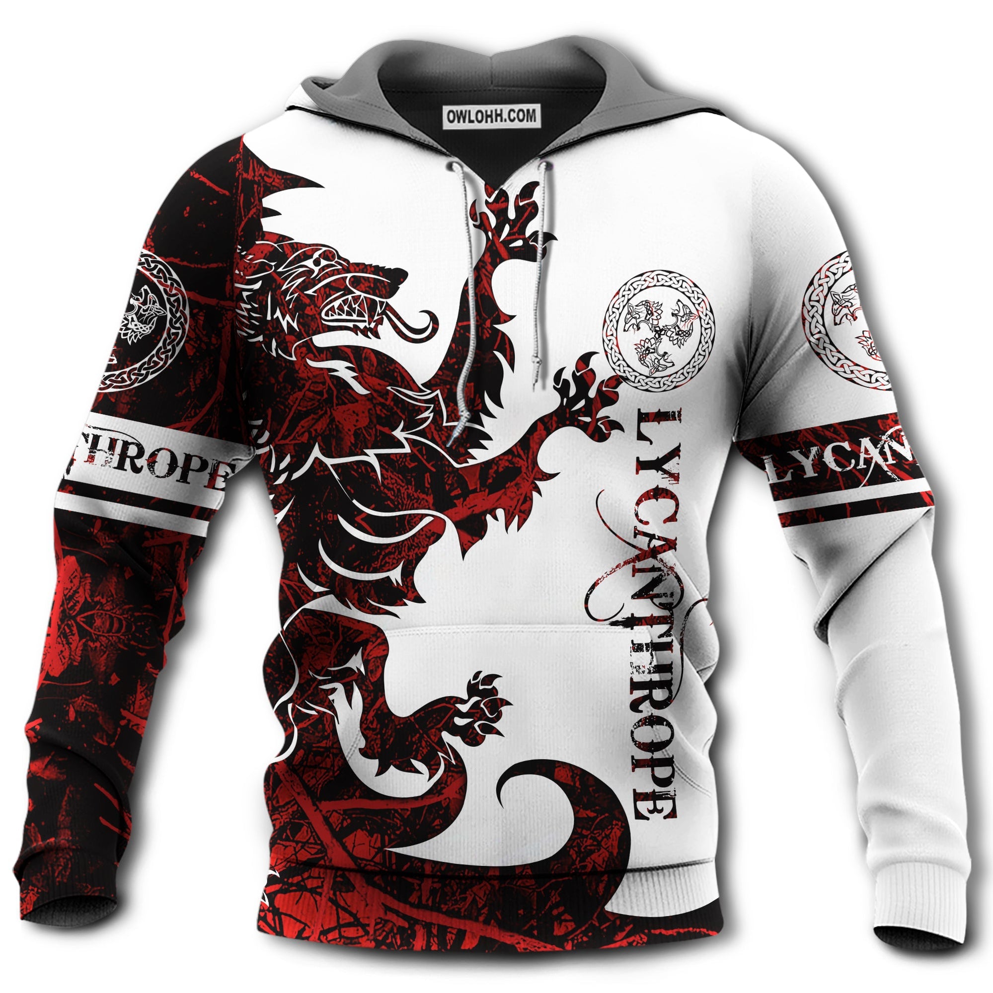 Viking Lycanthrope Legend Red And White - Hoodie - Owl Ohh - Owl Ohh