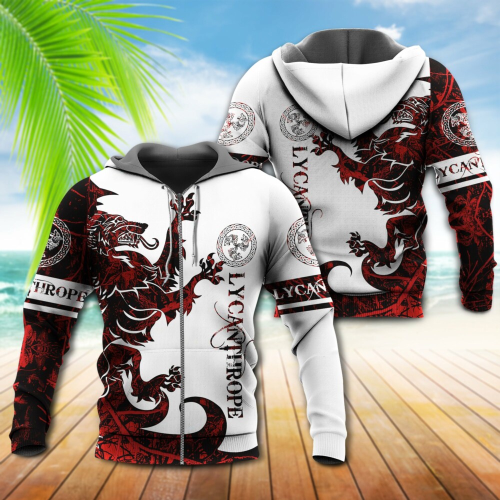 Viking Lycanthrope Legend Red And White - Hoodie - Owl Ohh - Owl Ohh