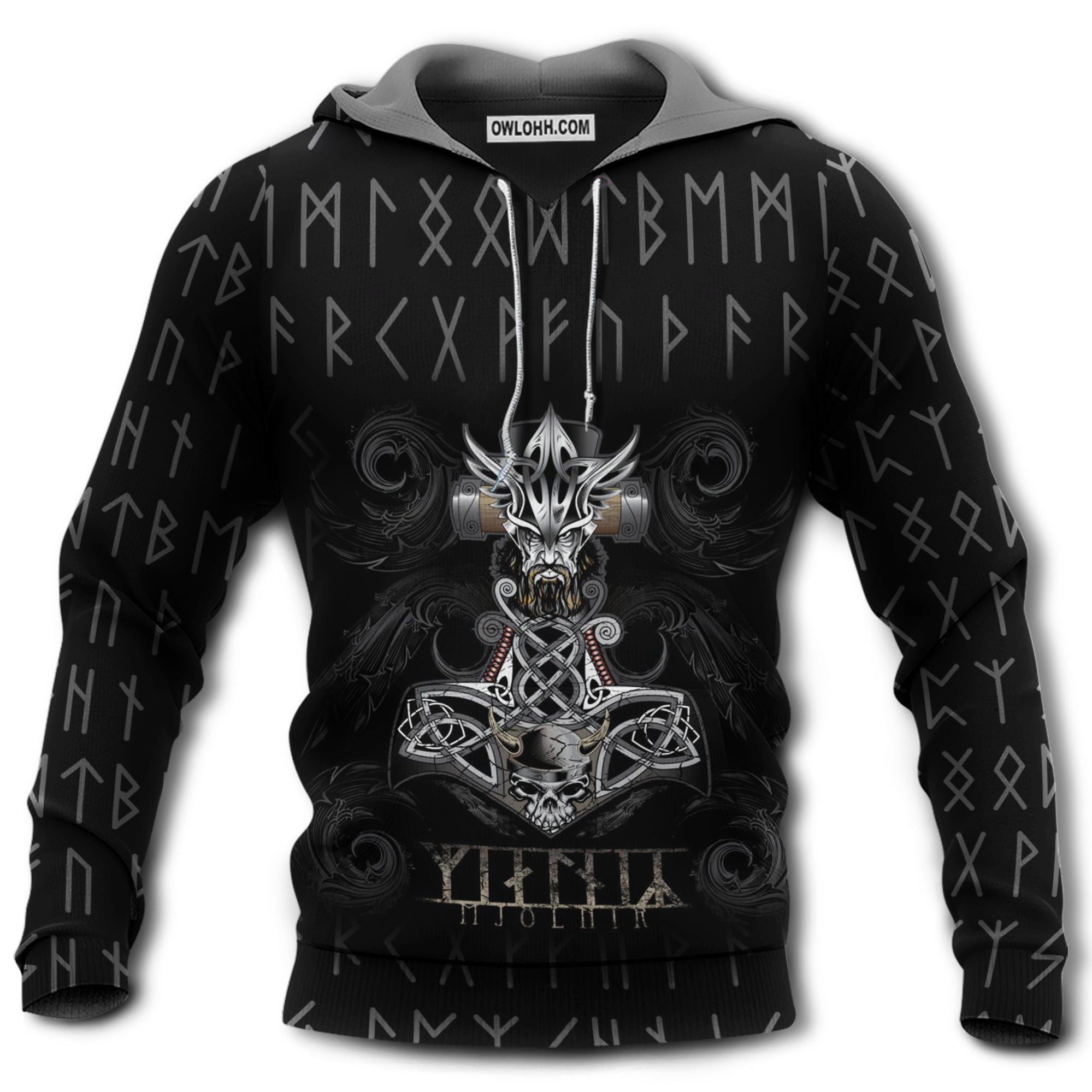 Viking Mjolnir With Black Style - Hoodie - Owl Ohh - Owl Ohh
