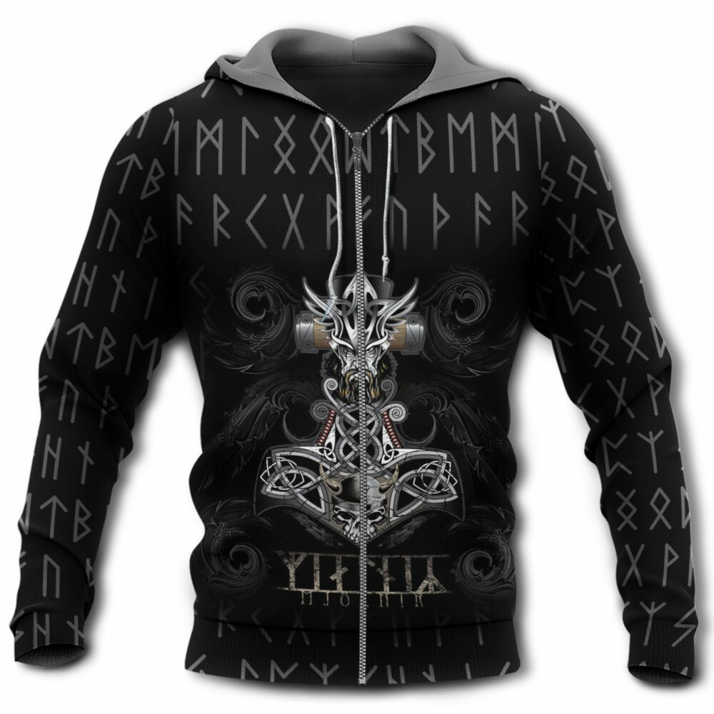 Viking Mjolnir With Black Style - Hoodie - Owl Ohh - Owl Ohh