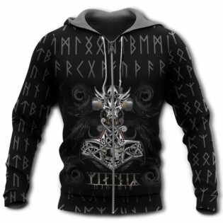 Viking Mjolnir With Black Style - Hoodie - Owl Ohh - Owl Ohh