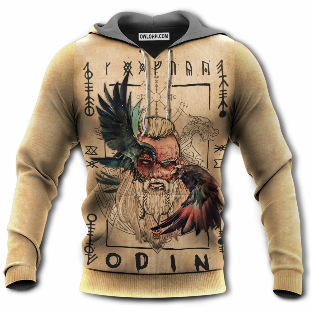 Viking Odin Sign Old Man With Eagle - Hoodie - Owl Ohh - Owl Ohh