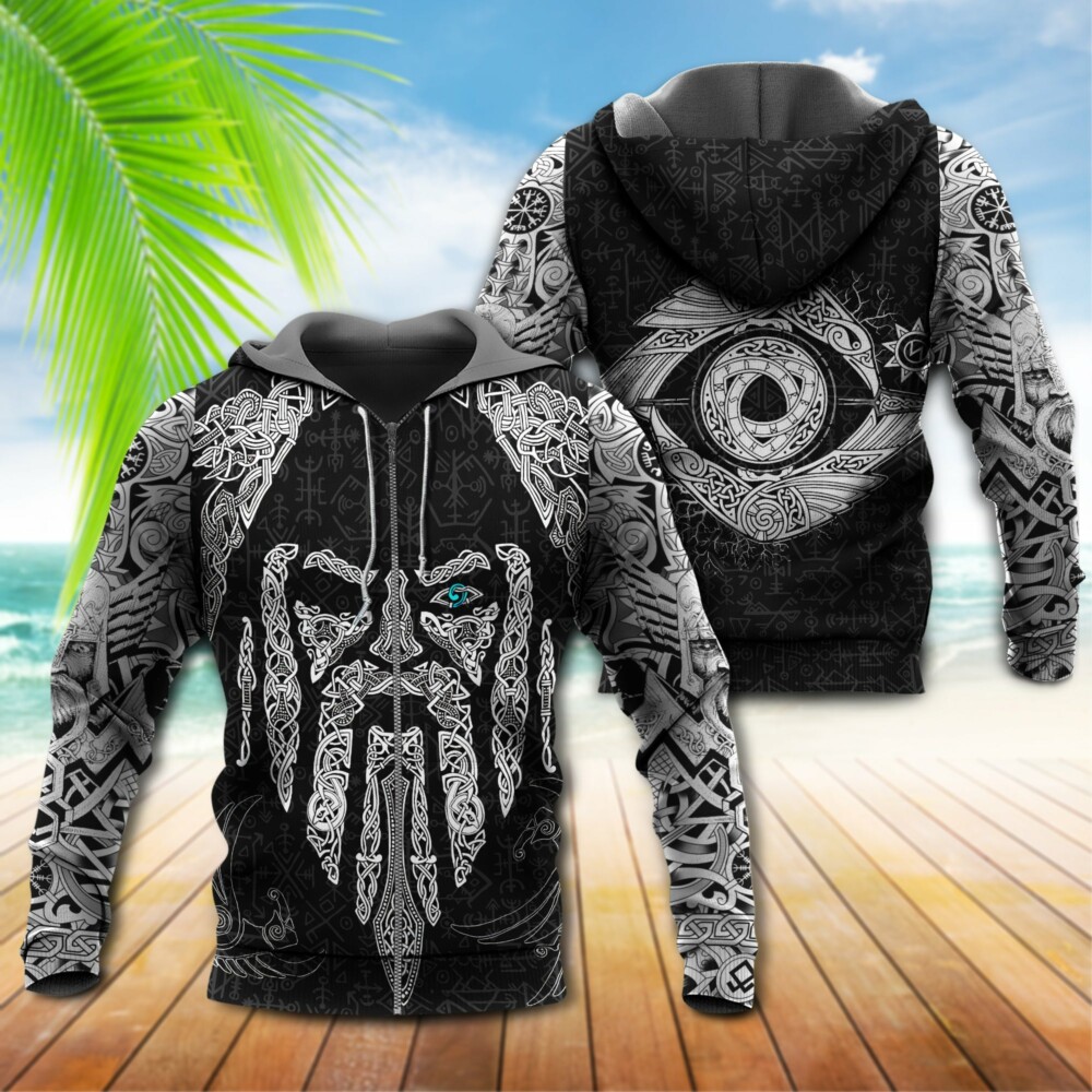 Viking Odin's Eye With Raven - Hoodie - Owl Ohh - Owl Ohh