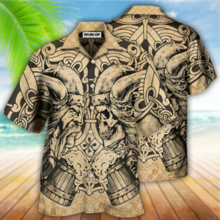 Viking Old Man With Skull Vintage - Hawaiian Shirt - Owl Ohh - Owl Ohh