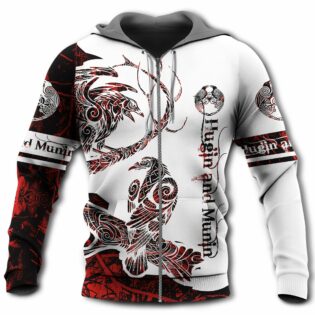 Viking Raven Legend Red And White Style With Classic - Hoodie - Owl Ohh - Owl Ohh