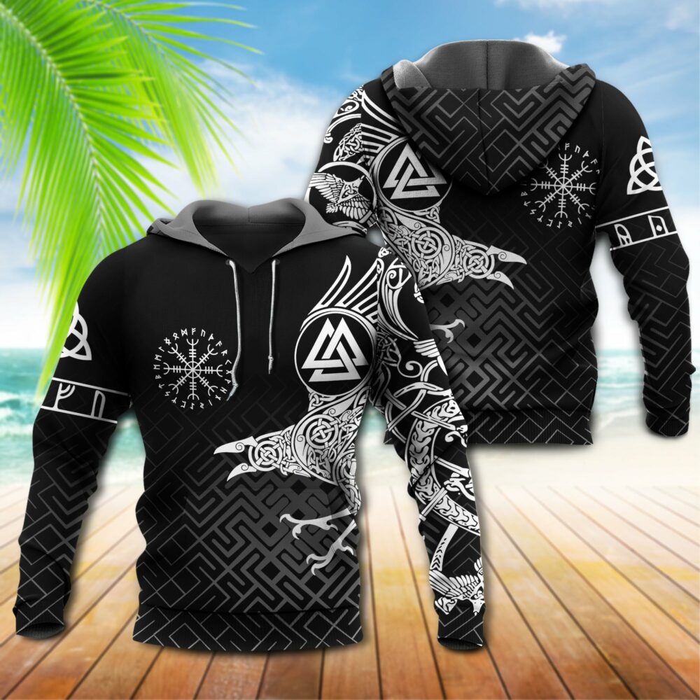 Viking Raven Warrior White And Cool Style - Hoodie - Owl Ohh - Owl Ohh
