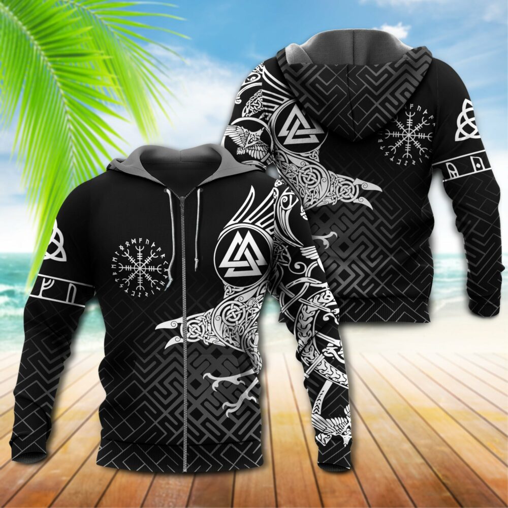 Viking Raven Warrior White And Cool Style - Hoodie - Owl Ohh - Owl Ohh