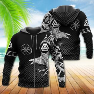 Viking Raven Warrior White And Cool Style - Hoodie - Owl Ohh - Owl Ohh