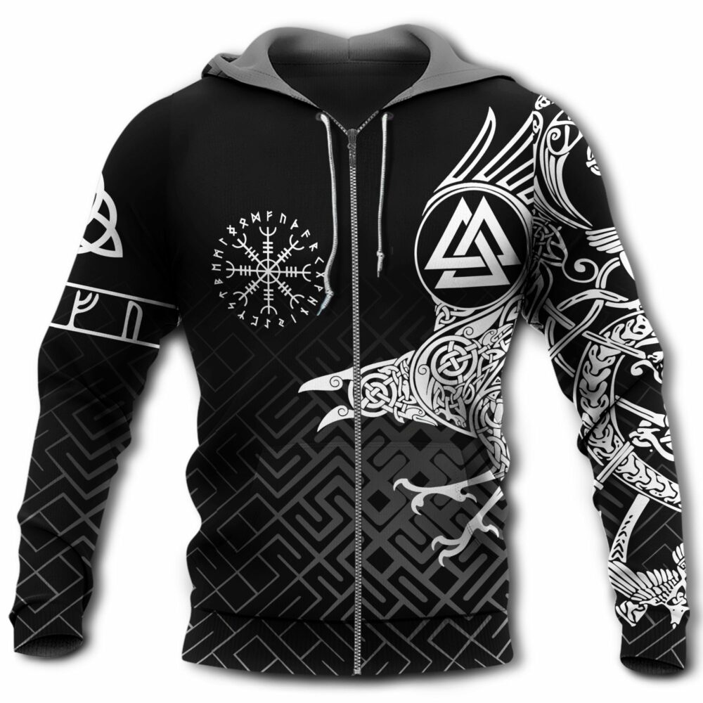 Viking Raven Warrior White And Cool Style - Hoodie - Owl Ohh - Owl Ohh