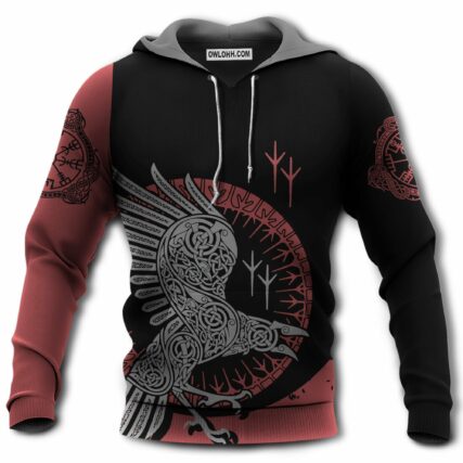 Viking Raven With Black And Red - Hoodie - Owl Ohh - Owl Ohh