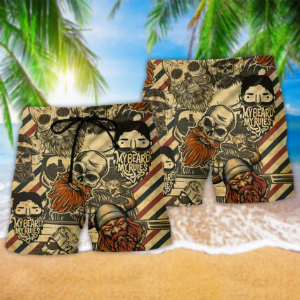 Viking Skull Warrior Life Style - Beach Short - Owl Ohh - Owl Ohh