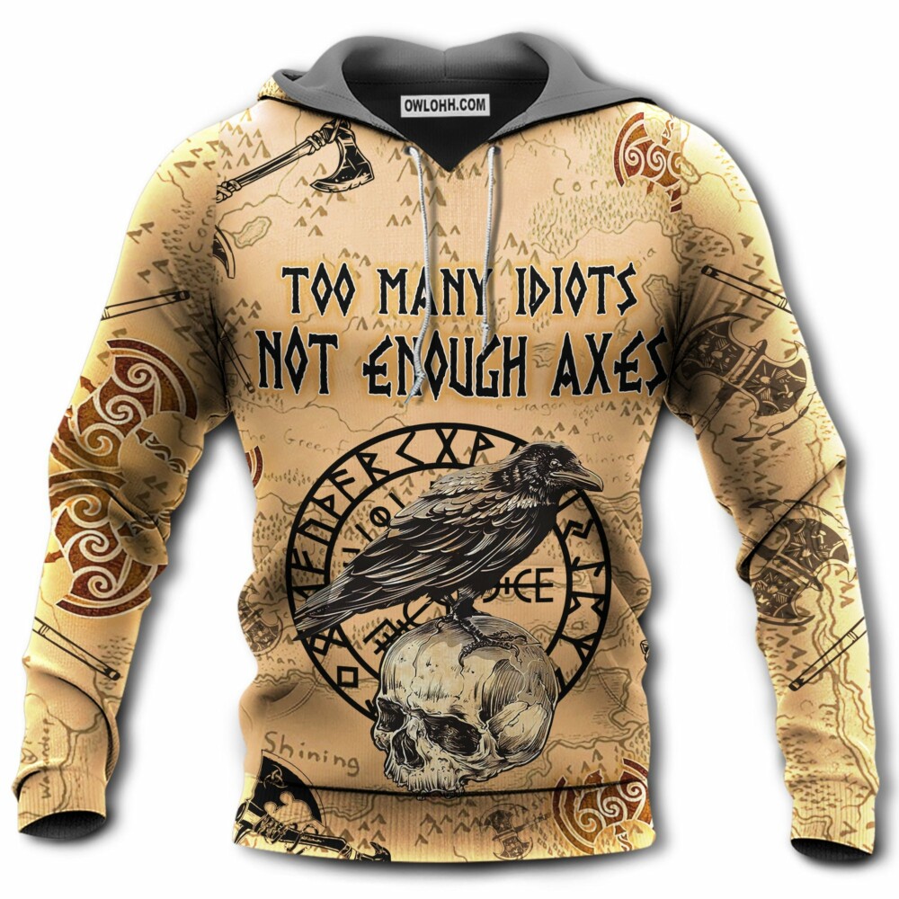 Viking Too Many Idiots Not Enough With Yellow - Hoodie - Owl Ohh - Owl Ohh