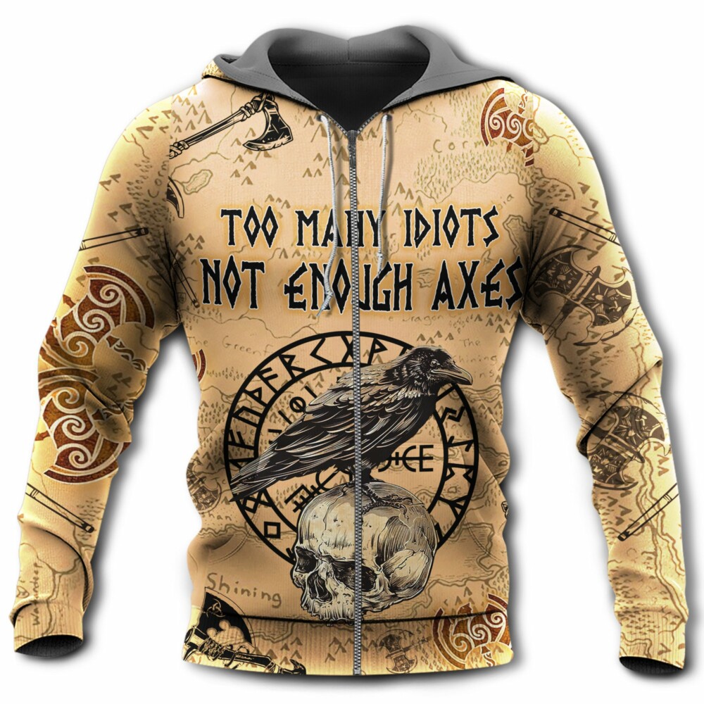 Viking Too Many Idiots Not Enough With Yellow - Hoodie - Owl Ohh - Owl Ohh