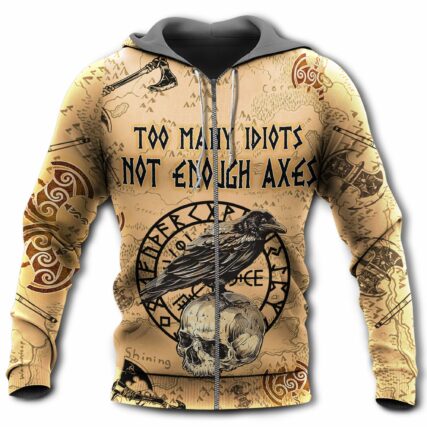 Viking Too Many Idiots Not Enough With Yellow - Hoodie - Owl Ohh - Owl Ohh
