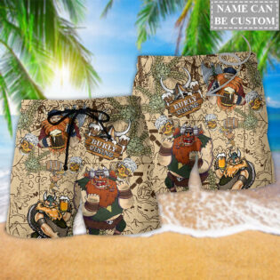 Viking Victory Life Style With Beer Personalized - Beach Short - Owl Ohh - Owl Ohh