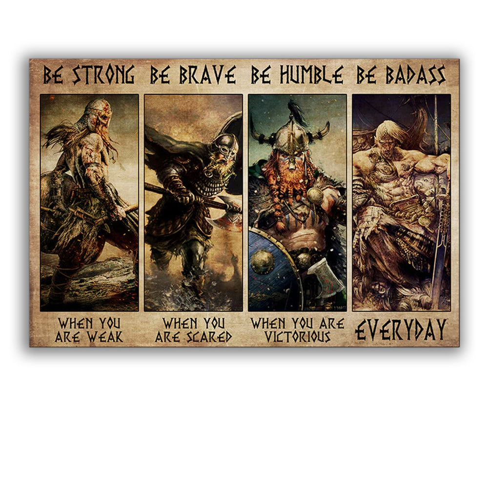 Viking Warrior Be Brave Be Strong - Horizontal Poster - Owl Ohh - Owl Ohh