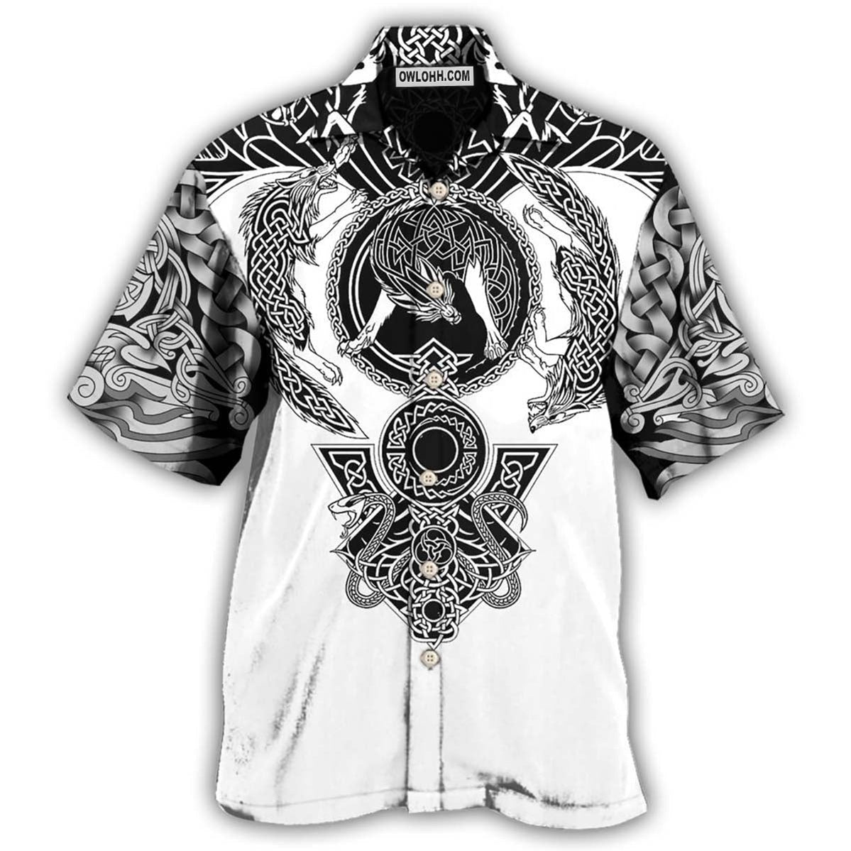 Viking Warrior Blood Black And White - Hawaiian Shirt - Owl Ohh - Owl Ohh