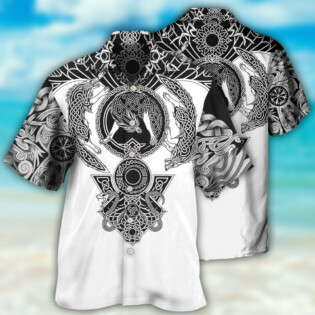 Viking Warrior Blood Black And White - Hawaiian Shirt - Owl Ohh - Owl Ohh