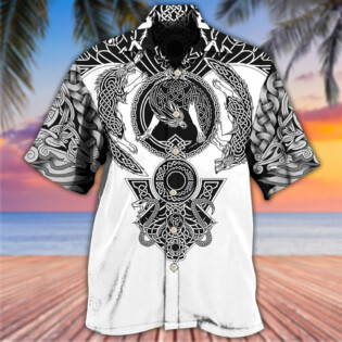 Viking Warrior Blood Black And White - Hawaiian Shirt - Owl Ohh - Owl Ohh