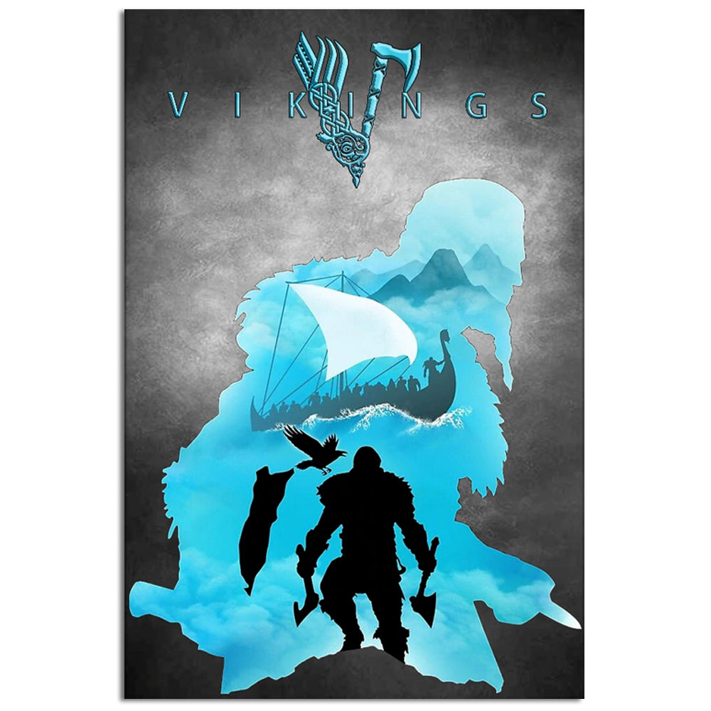 Viking Warrior Dark Sky - Vertical Poster - Owl Ohh - Owl Ohh