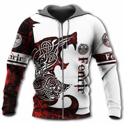 Viking Wolf Legend Red And White Style With Fenrir - Hoodie - Owl Ohh - Owl Ohh