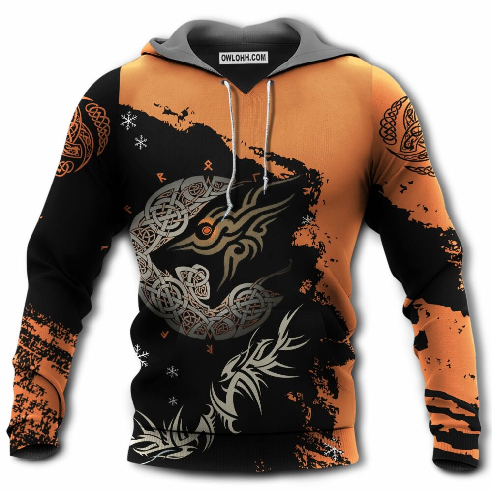 Viking Wolf With An Orange Black - Hoodie - Owl Ohh - Owl Ohh