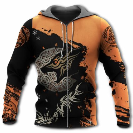 Viking Wolf With An Orange Black - Hoodie - Owl Ohh - Owl Ohh