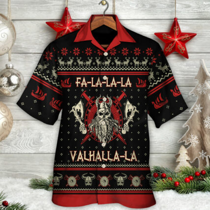 Viking Valhalla Black And Red - Hawaiian Shirt - Owl Ohh - Owl Ohh