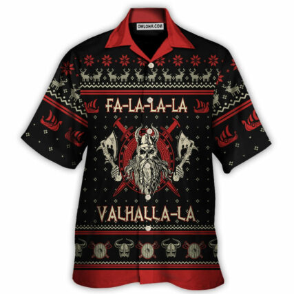 Viking Valhalla Black And Red - Hawaiian Shirt - Owl Ohh - Owl Ohh