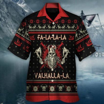 Viking Valhalla Black And Red - Hawaiian Shirt - Owl Ohh - Owl Ohh