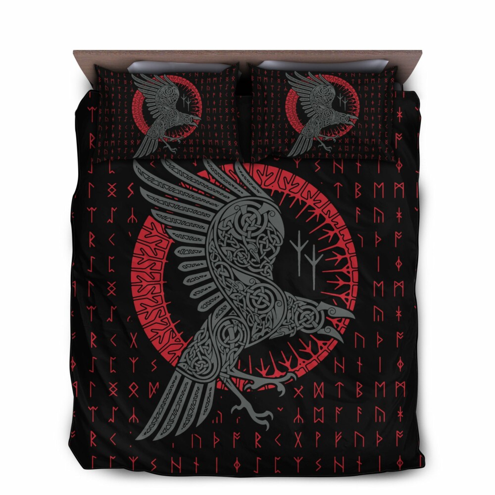 Viking Odin's Raven Old Runes - Bedding Cover - Owl Ohh - Owl Ohh