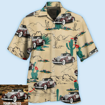 Car On The Desert With Cactus Basic Style Custom Photo - Hawaiian Shirt - Owl Ohh - Owl Ohh