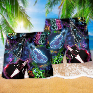 Violin Music Neon Style - Beach Short - Owl Ohh - Owl Ohh