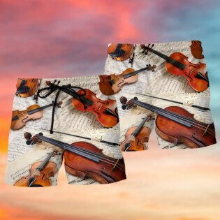 Violin Vintage Style Music Lover - Beach Short - Owl Ohh - Owl Ohh