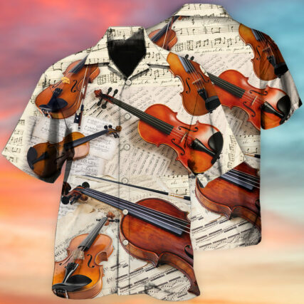 Violin Vintage Style Music Lover Paper - Hawaiian Shirt - Owl Ohh - Owl Ohh